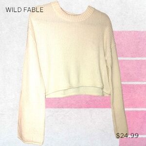 ʕ·ᴥ·ʔ Wild Fable Bell Bottom Sleeve Cropped Knit Sweater